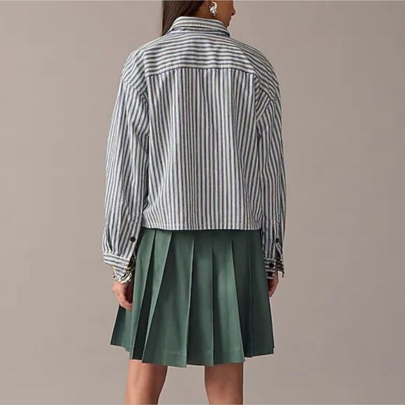 NEW J. Crew Cargo Button Up Shirt Blue White Stripe - Picture 3 of 13